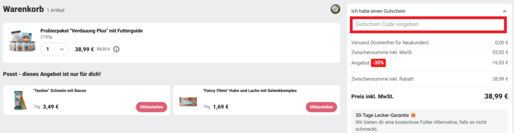 Pets Deli Gutscheincode eingeben