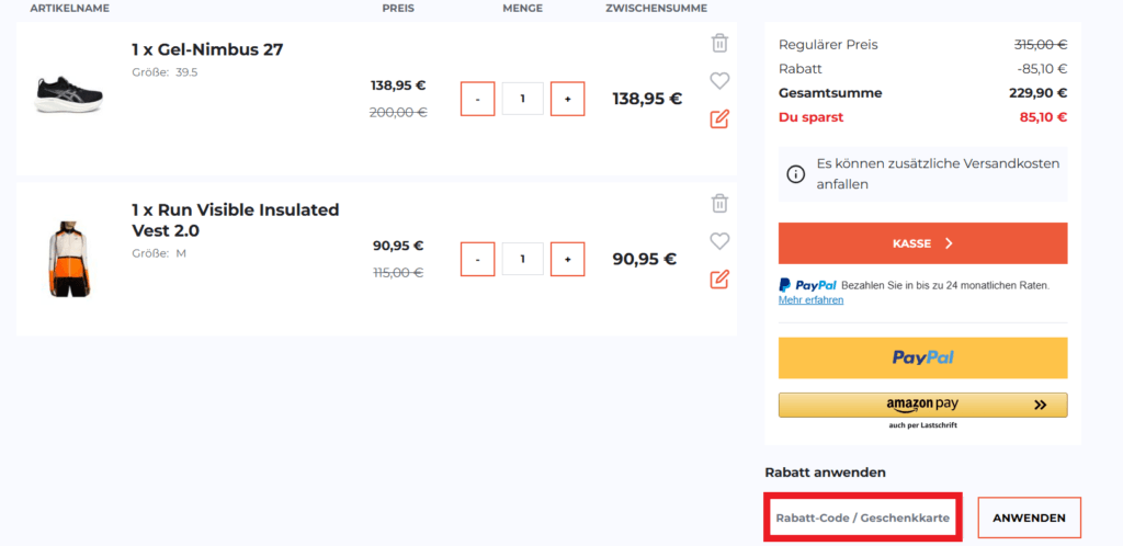 Sportwerk Rabattcode eingeben