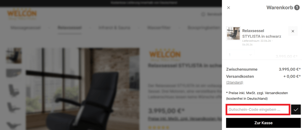 WELCON Gutscheincode eingeben