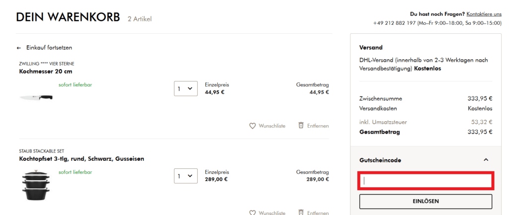 ZWILLING Gutscheincode eingeben