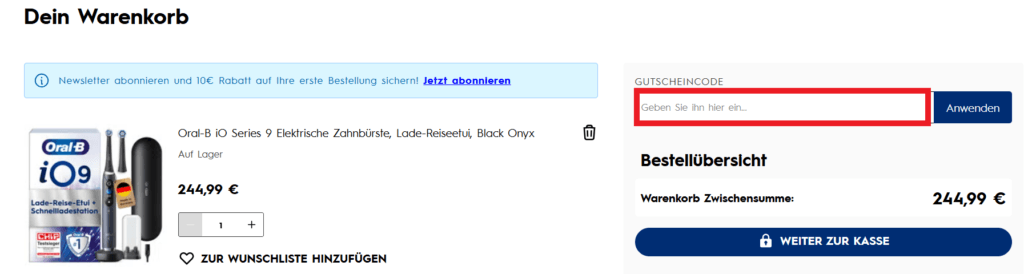 Oral-B Gutscheincode eingeben