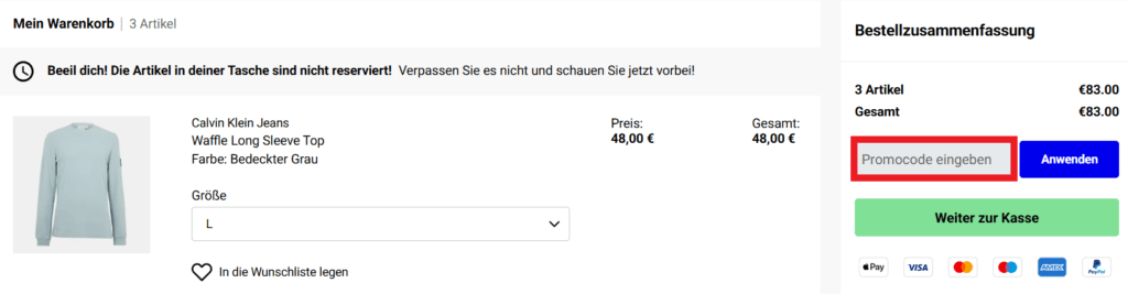 SportsDirect Promocode eingeben
