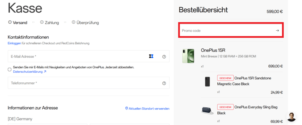 OnePlus Rabattcode eingeben