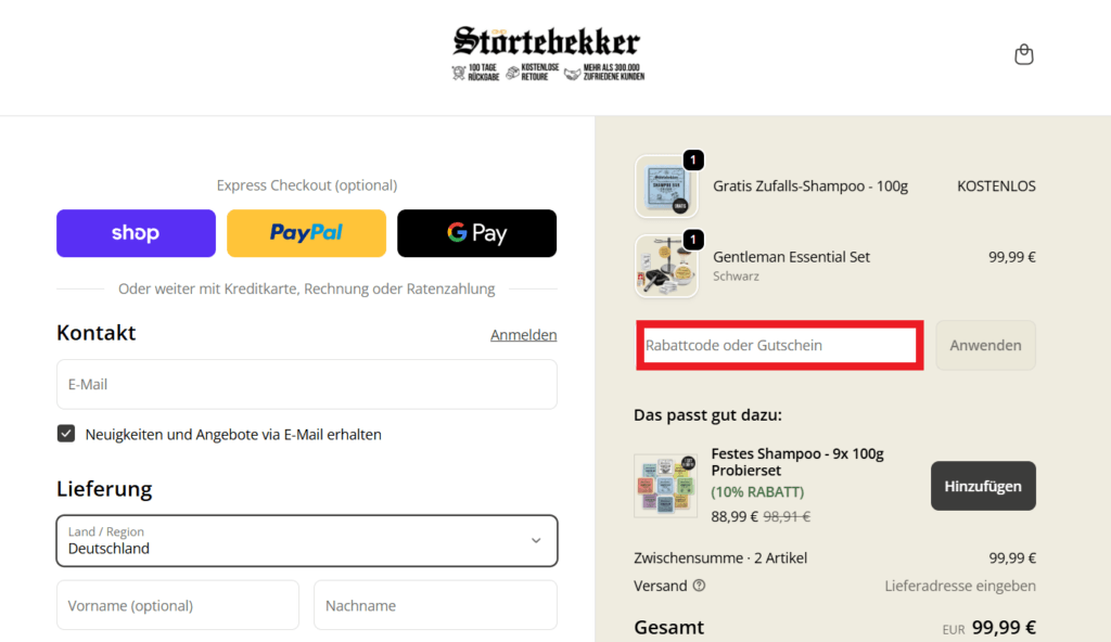 Stoertebekker Rabattcode eingeben