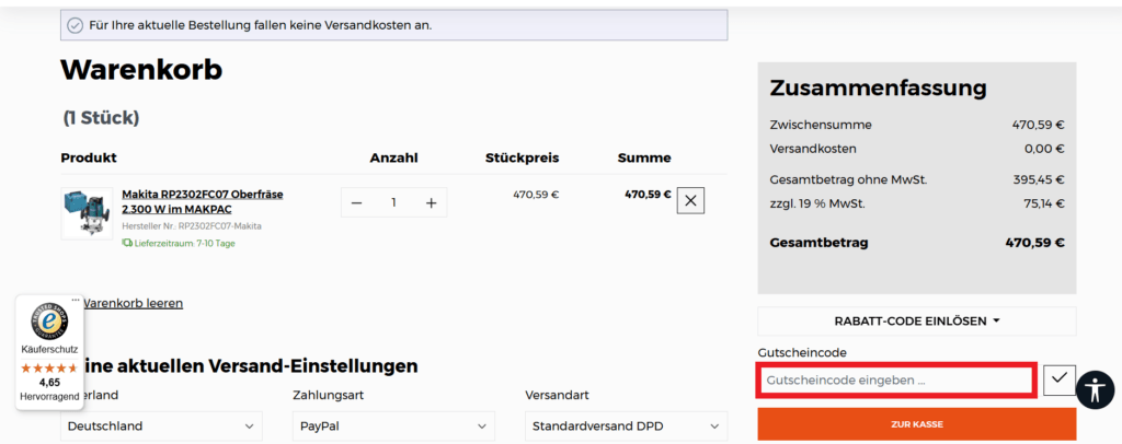 Werkzeugstore24 Gutscheincode eingeben
