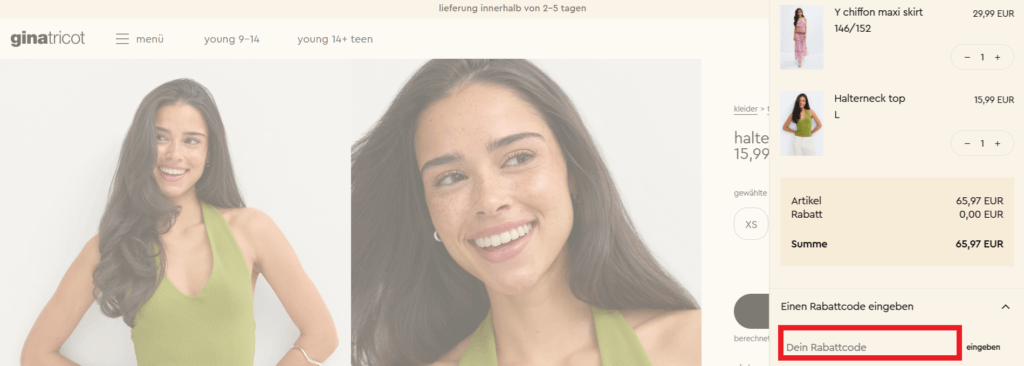 Gina Tricot Rabattcode eingeben