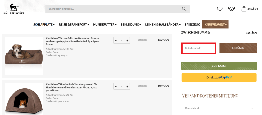 Knuffelwuff Rabattcode eingeben