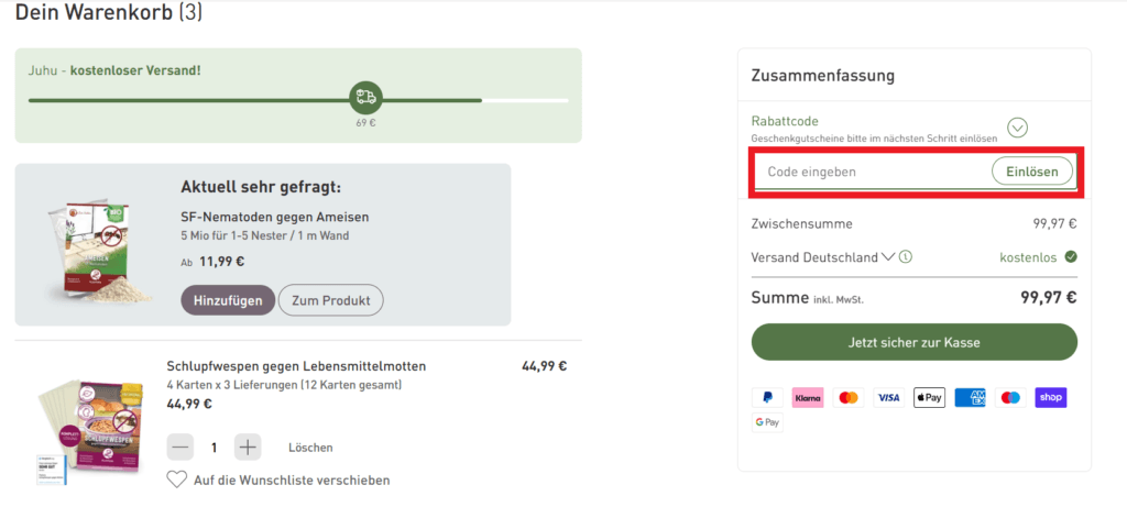 Plantura Rabattcode eingeben