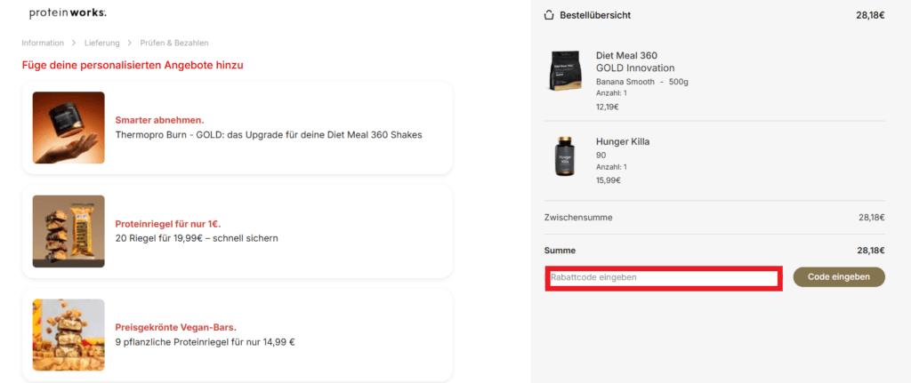 Protein Works Rabattcode eingeben