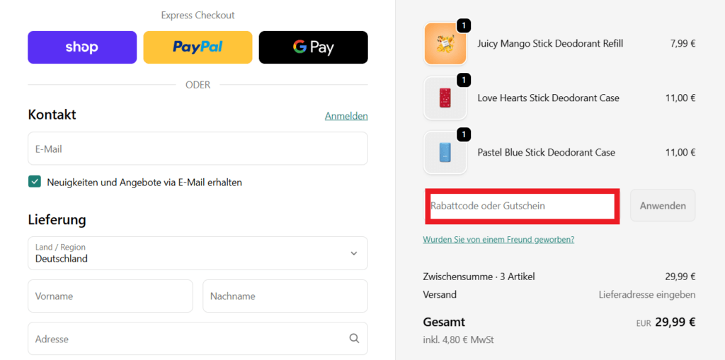 Wild Rabattcode eingeben