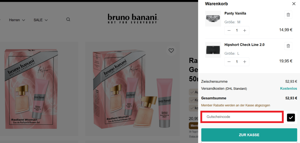 bruno banani Gutscheincode eingeben