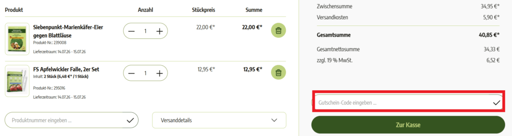 Futura Shop Gutscheincode eingeben