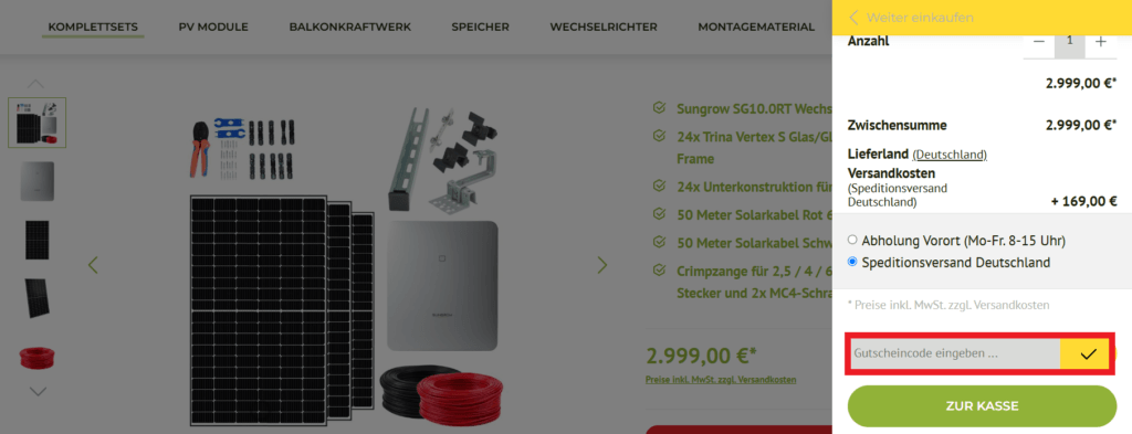 Solar-Haus Gutscheincode einloesen